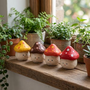 Mini Mushroom Art, Handcrafted Wooden Sculpture