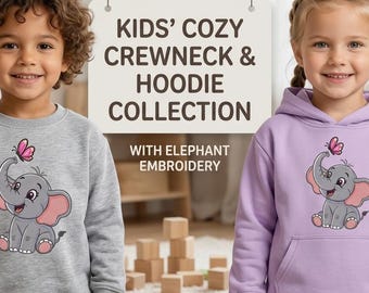 Disegno per ricamo a macchina di un elefante con farfalla - Download digitale - Motivo di ricamo di animali per la cameretta dei bambini