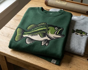 Disegno per ricamo di un persico trota (Largemouth Bass) - Diverse dimensioni / File digitale per macchina da ricamo