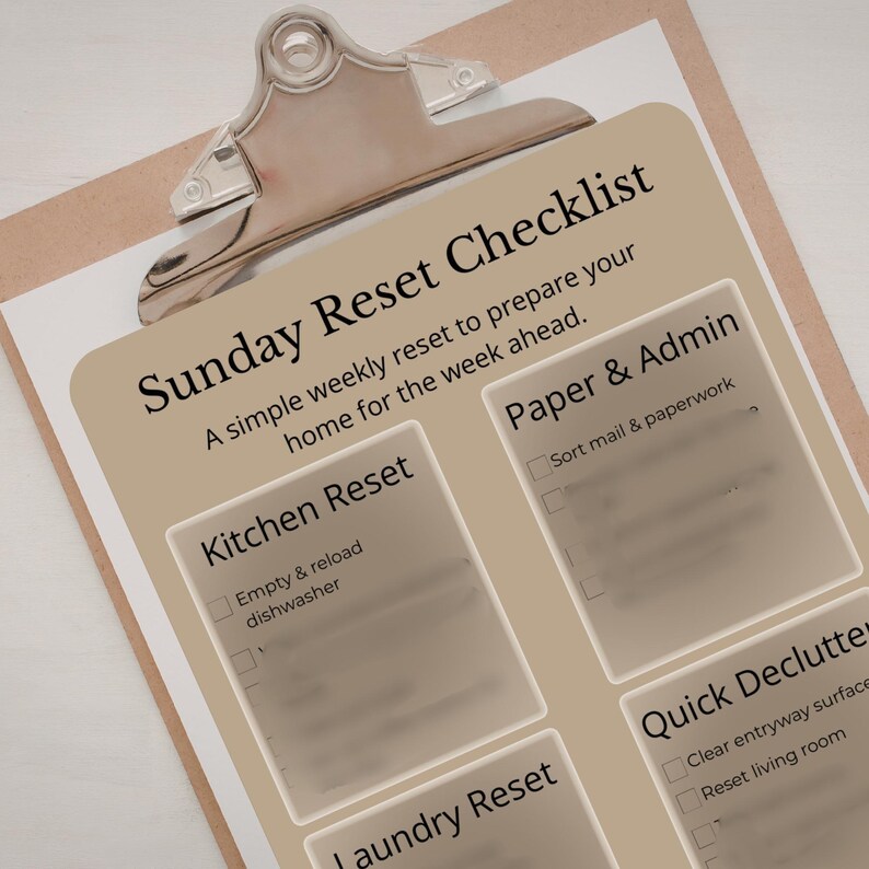 Sunday Reset Checklist.pdf Sunday Reset Checklist Printable | Weekly Cleaning Routine | Reset Your ...