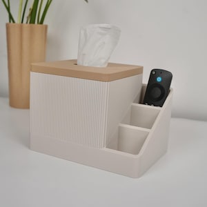 Porta fazzoletti moderno a coste con porta telecomando / Organizer da scrivania in stile scandinavo giapponese
