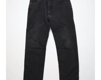 Jaren 90 streetwear heren 36 x 32 vervaagde denim jeans met rechte pijpen zwart katoen, vintage jeans met rechte pijpen, vervaagde denim jeans jaren 90, vintage jeans