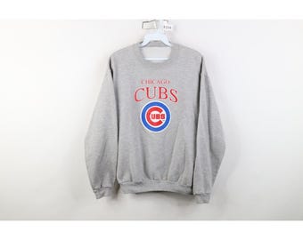 jaren 90 Y2K dames medium Chicago Cubs baseball sweater met ronde hals grijs, vintage Chicago Cubs baseball sweater, jaren 90 Chicago Cubs ronde hals