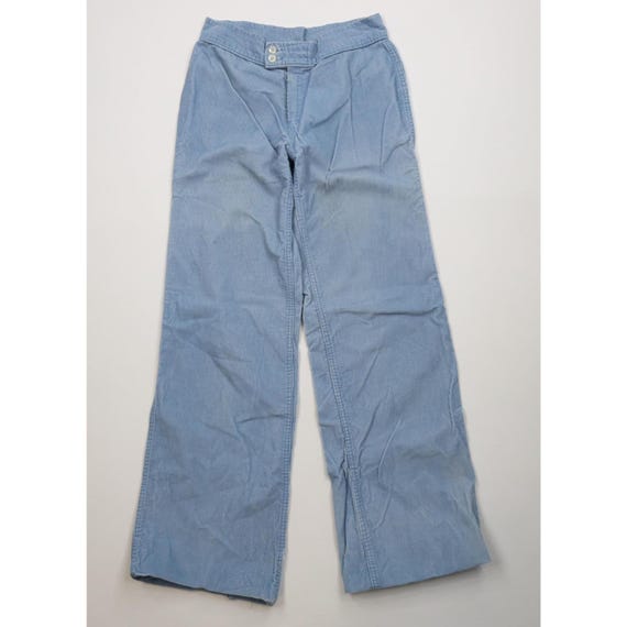 70s Streetwear Womens 28 Distressed Corduroy Bell Bottoms Pants Blue USA, Vintage Corduroy Bell Bottoms Pants, 1970s Bell Bottoms, 70s Cords