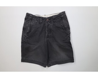 90s Y2K Abercrombie & Fitch Mens 28 Faded Button Fly Heavyweight Shorts Gray, Vintage Abercrombie Cargo Shorts, 90s Military Surplus Shorts