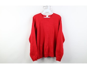 Sudadera raglán lisa grande para mujer estilo streetwear de los años 70 y 80, color rojo cereza, fabricada en EE. UU.; sudadera lisa de cuello redondo de los años 70; sudadera lisa de los años 80; sudadera de cuello redondo de los años 70.