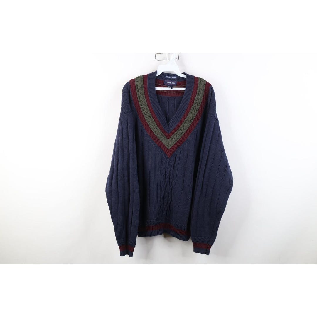 Dapper Sweeter 90s Dapper Mens Large Faded Hand Framed Cotton Ribbed Knit V-neck ...