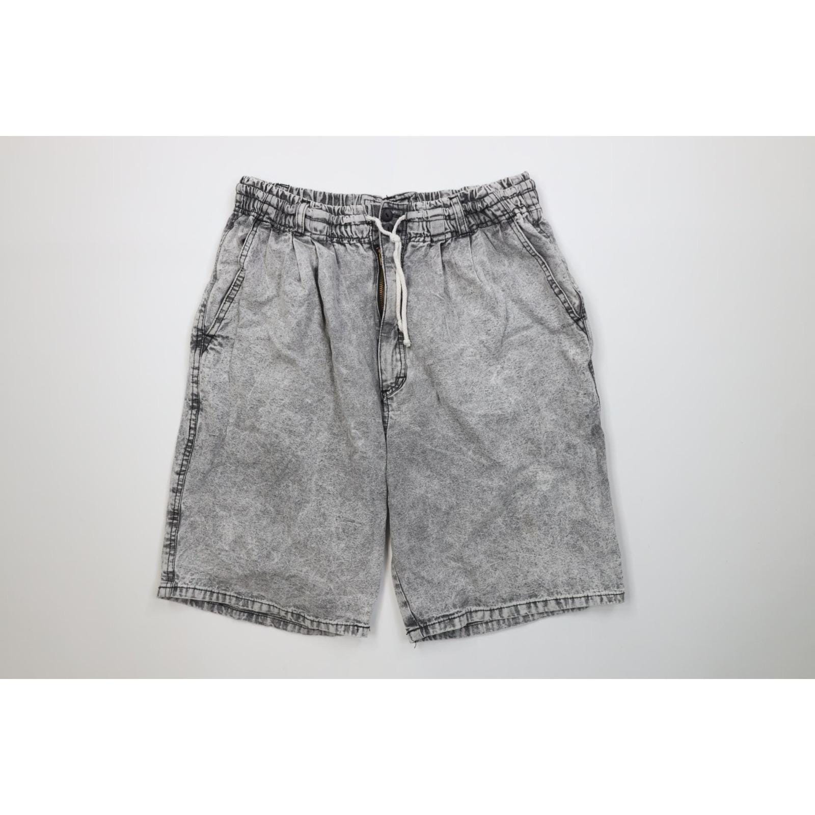 90s Streetwear Mens Large Faded Acid Wash Denim Jean Shorts Jorts