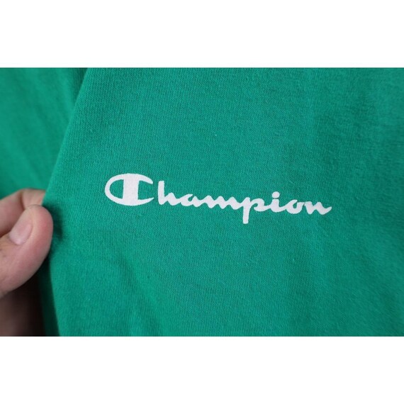 90s Champion Mens 2XL Faded Spell Out Heavyweight T-Shirt Green Cotton, Vintage Champion T-Shirt, 1990s Champion Heavyweight T-Shirt, 90s T View 4