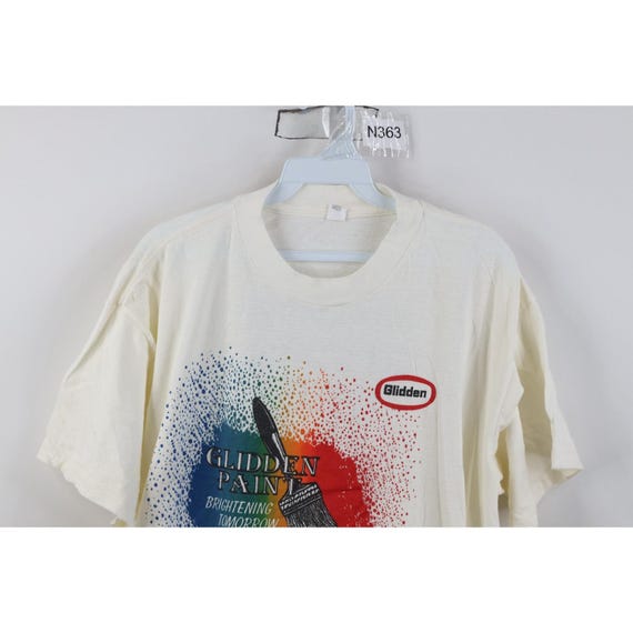 80s 90s Streetwear Mens Large Distressed Glidden Paint Rainbow T-Shirt, Vintage Glidden Paint T-Shirt, 1980s Rainbow Paint T-Shirt, 90s Tee View 2