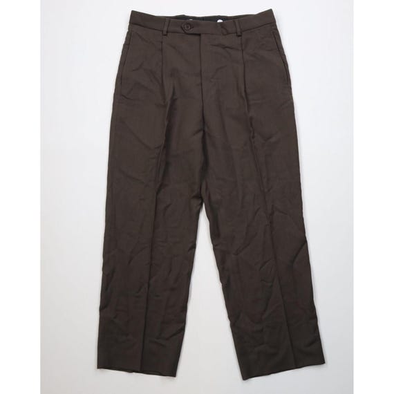 Pierre Cardin, 90s Pierre Cardin Worsted Wool Wide Leg Chino Pants Mens W33 L28 Brown, Vintage Pierre Cardin Wide Leg Pants, 1990s Worsted Wool Trousers