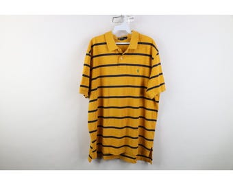 Polo de golf Ralph Lauren para hombre, talla 2XL XXL, a rayas, con bloques de color, amarillo, de los años 90. Polo de golf Ralph Lauren vintage. Polo Ralph Lauren de los años 90. Polo de los años 90.