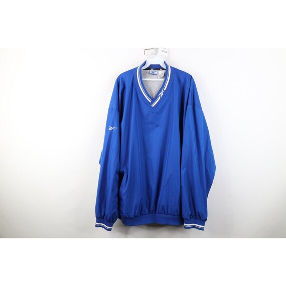 90s Reebok Mens 2XL Classic Logo Lined Pullover Windbreaker Jacket Blue, Vintage Reebok Windbreaker Jacket, 1990s Reebok Golfing Jacket, 90s