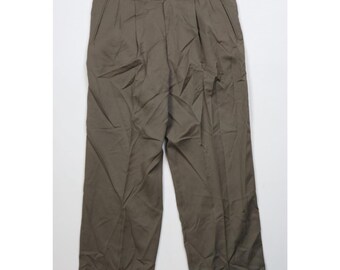 Spodnie chino z szerokimi nogawkami, męskie, plisowane, z dzianiny wełnianej z lat 90., 34x28, beżowe, spodnie chino z szerokimi nogawkami w stylu vintage, spodnie z dzianiny wełnianej z lat 90., spodnie z lat 90.