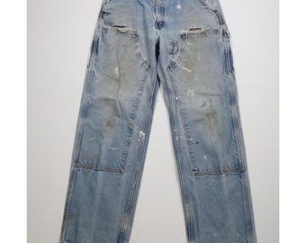 Vintage Y2K 2005 Carhartt Mens 36x34 Thrashed Wide Leg Double Knee Denim Jeans, Vintage Carhartt Double Knee Jeans, Vintage Carhartt Jeans