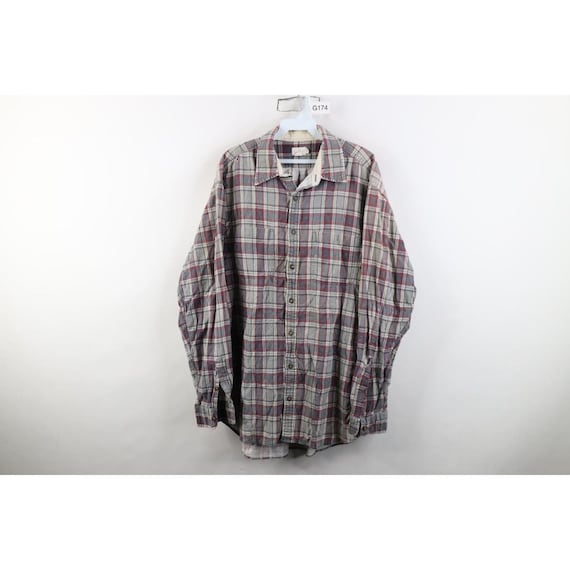 90s J Crew Oarsman Mens Large Tall Thrashed Flannel Button Shirt Plaid, Vintage J Crew Oarsman Button Shirt, 90s J Crew Flannel Button Shirt