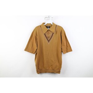 50s 60s Rockabilly Mens XL Ban Lon Cable Knit Pullover Polo Shirt