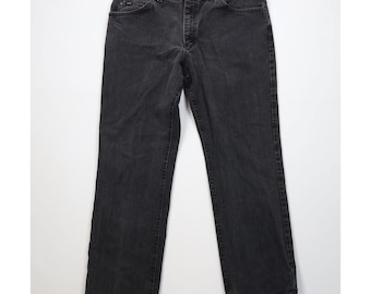 90s Lee Mens Size 36x31 Faded Straight Leg Denim Jeans Black Cotton, Vintage Lee Denim Jeans, 1990s Lee Jeans, Vintage Mens Denim Jeans, 90s
