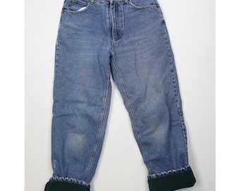 Jeans da uomo Cabelas anni '90, taglia 32x30, in denim pesante foderato in pile, colore blu, jeans vintage Cabelas foderati in pile, jeans pesanti Cabelas anni '90