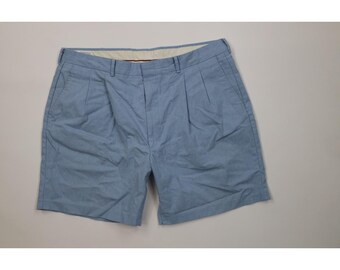 90s Streetwear Mens 38 Pleated Chambray Above Knee Chino Shorts Blue USA, Vintage Chambray Golf Shorts, 1990s Summer Shorts, Beach Shorts