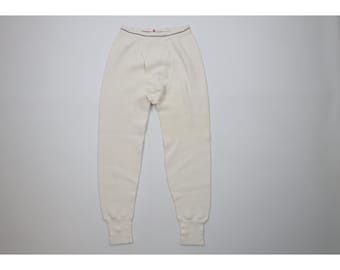 Pantalones deportivos de punto térmico Hanes de los años 60 para hombre, talla M, con puños lisos, capa base, fabricados en EE. UU., pantalones de punto térmico de los años 60, pantalones de punto tipo gofre de los años 60, capa base