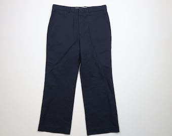 Schlaghose im 70er-Jahre-Stil, Herren, Größe W34 L28, Marineblau, verwaschen, hergestellt in den USA, Vintage-Schlaghose, Chinohose aus den 1970er-Jahren, Vintage-Strickhose