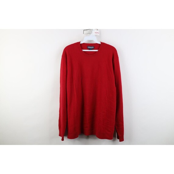 90s Lands End Mens Size Large Blank Cashmere Knit Crewneck Sweater Red, Vintage Lands End Cashmere Sweater, 1990s Cashmere Crewneck Sweater