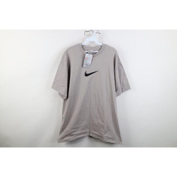 Deadstock Vintage Y2K Nike Mens Large Center Swoosh Bubble T-Shirt Gray, Vintage Nike Big Swoosh T-Shirt, Nike Bubble Swoosh T-shirt, Y2K