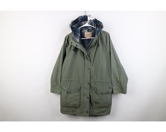 Jaren 90 Woolrich heren kleine noodlijdende wol gevoerde parka met capuchon regen, vintage Woolrich parka jas, jaren 1990 Woolrich jas, vintage jas