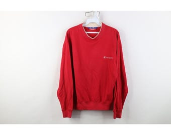 Sudadera Champion de los 90 para mujer, talla M, con cuello redondo y solapas, color rojo. Sudadera Champion vintage con cuello redondo. Sudadera Champion de los 90. Para mamá.