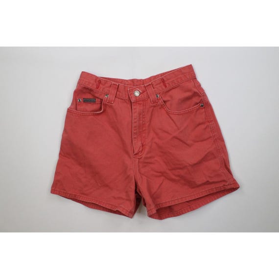 90s Lee Womens 6 Faded Above Knee Buckle Back Shorts Red Cotton