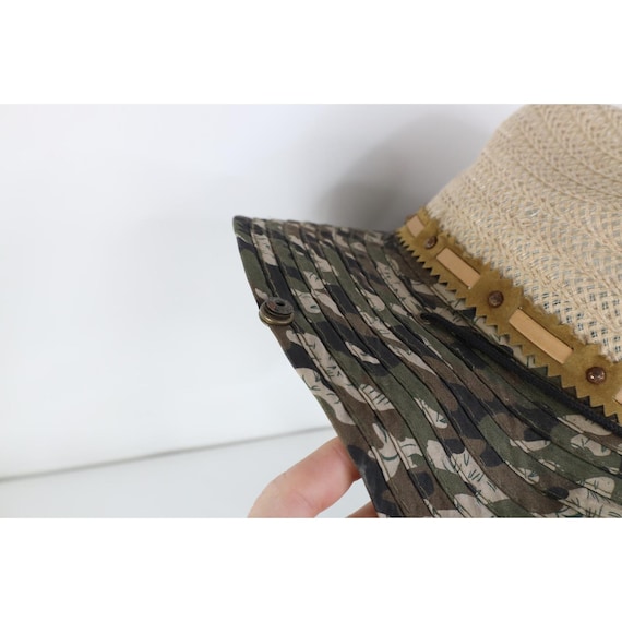 90s Y2K Streetwear Distressed Camouflage Straw Su… - image 3