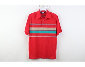 Camisa polo de golf de punto a rayas con bloques de color para hombre, estilo streetwear de los años 70 y 80, camisa polo vintage a rayas, polo de golf de los años 80, polo vintage para hombre, años 70.