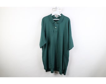 90s Titleist Mens XL Faded Blank Cotton Knit Collared Golf Polo Shirt Green, Vintage Titleist Golfing Polo Shirt, 1990s Golf Polo, 90s Polo
