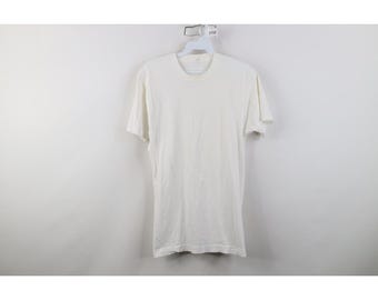 80s 90s Streetwear Mens Medium Blank Cotton Short Sleeve T-Shirt White USA, Vintage Blank Cotton T-Shirt, 1980s Blank T-Shirt, 90s Blank Tee