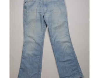70s Levis Orange Tab Mens 38x32 Distressed Bell Bottoms Jeans Blue USA, Vintage Levi's Bell Bottoms Jeans, 1970s Levis Denim Jeans, Flared