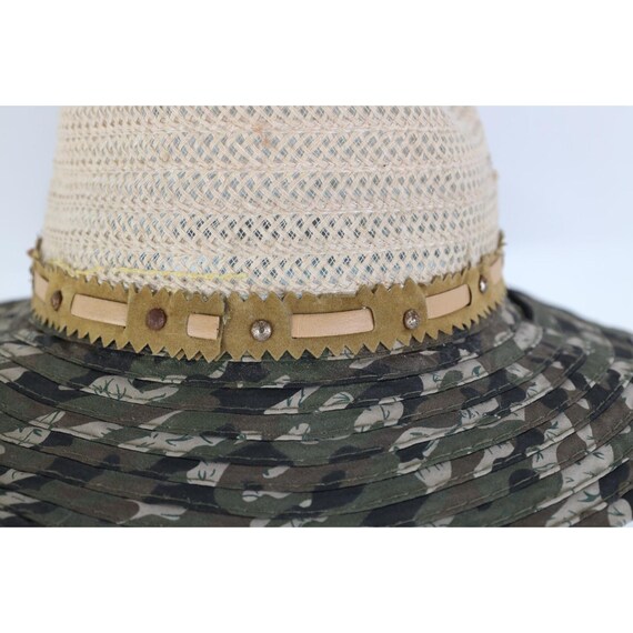 90s Y2K Streetwear Distressed Camouflage Straw Su… - image 6