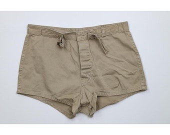 1940s US ARMY Khaki Cotton Twill Shorts / Trunks | Size 23