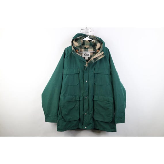 90s Woolrich Mens XL Wool Lined Hooded Mountain Parka Jacket Green USA, Vintage Woolrich Parka Jacket, 1990s Woolrich Mountain Jacket, 90s