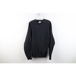 90s Streetwear Mens Large Faded Blank Crewneck Sweatshirt Black USA, Vintage Blank Crewneck Sweatshirt, 1990s Blank Sweatshirt, Faded 90s