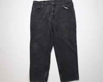 Levis para hombre de los 90, talla 44x30, vaqueros anchos holgados desgastados, color negro. Vaqueros Levis holgados vintage. Vaqueros Levis holgados de los 90.
