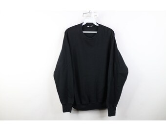 Jaren 90 streetwear dames maat XL vervaagd blanco sweatshirt met ronde hals zwart VS, vintage blanco sweatshirt met ronde hals, jaren 1990 vervaagd sweatshirt met ronde hals