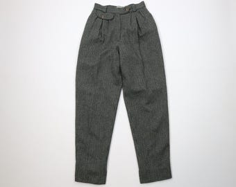 90年代ストリートウェア レディース 4 ウール混ニット ハイウエストチノパンツ グリーン、ヴィンテージ ハイウエストチノパンツ、1990年代 ウールニットパンツ、ママパンツ