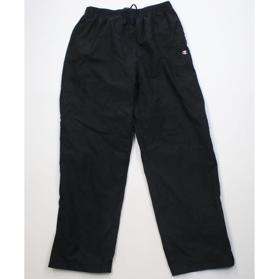 90s Champion Mens XL Faded Microfiber Lined Wide Leg Windbreaker Pants, Vintage Champion Wind Pants, 1990s Champion Microfiber Pants, 1990s