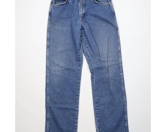 Jaren 90 Y2K Streetwear heren 32 x 32 vervaagde rechte pijpen denim jeans blauw katoen, vintage rechte pijpen jeans, jaren 1990 denim jeans, vintage herenjeans