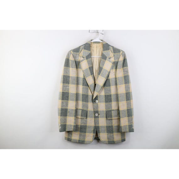 70s Rockabilly Mens 36R Distressed Wool Tweed Suit Blazer Jacket 