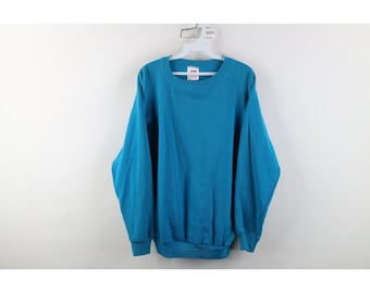 Bluza damska Streetwear z lat 90., duża, wyblakła, raglanowa, z okrągłym dekoltem, niebieska, USA, vintage, raglanowa, z okrągłym dekoltem, bluza z lat 90., 90.
