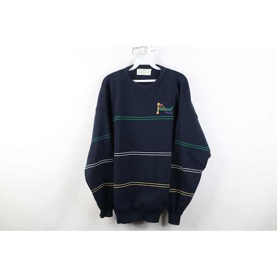90s Streetwear Mens Large Spell Out Wool Blend Knit Ireland Sweater Striped, Vintage Ireland Sweater, 90s Striped Knit Sweater, 90s Ireland