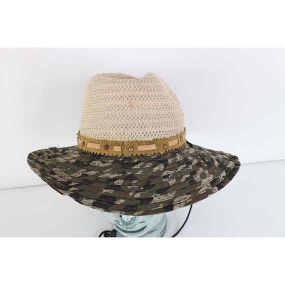 90s Y2K Streetwear Distressed Camouflage Straw Su… - image 5