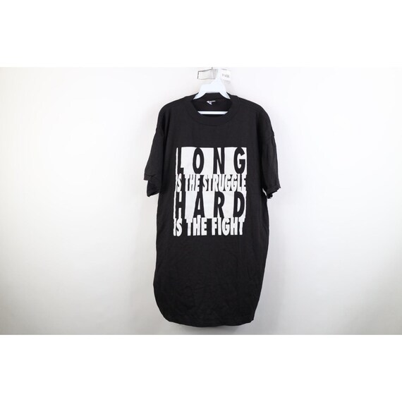 90s Streetwear Mens XL Long Is The Struggle Hard Is The Fight T-Shirt, Vintage Black Power T-Shirt, 1990s Black Struggle T-Shirt, 90s Shirt